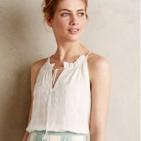 HD in Paris Tops - HD in Paris Silk Shadow Pane Tank White Sleeveless Blouse Size 6 Anthropologie